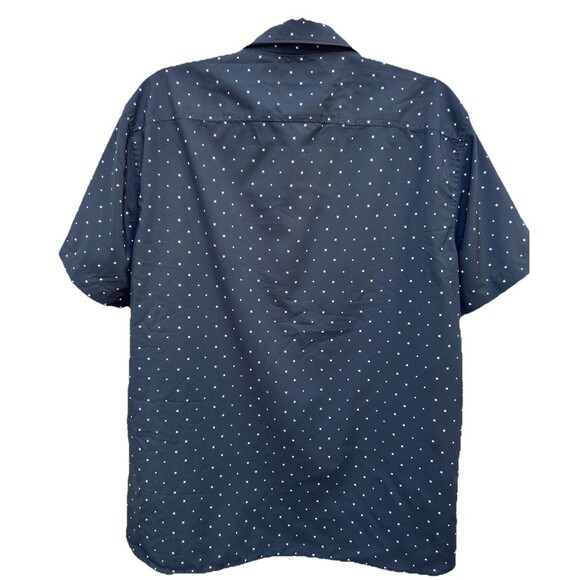 Perry Ellis Short Sleeve Black Button Down Mens Travel Lux Shirt Large - Picture 2 of 9